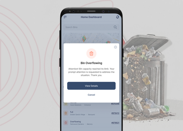 SmartBin mobile app instant bin overflow alert
